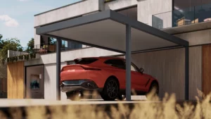 Carport mit Flachdach als Wetterschutz für Fahrzeuge – Aluminium-Design von Ombrage Dresden