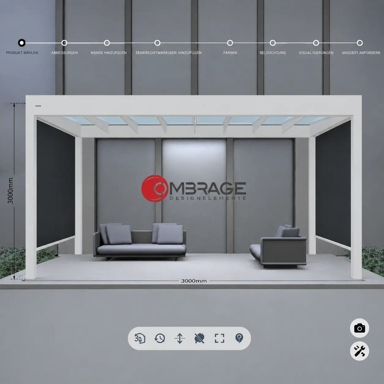 3D Konfigurator für Terrassenüberdachung und Outdoor-Lösungen